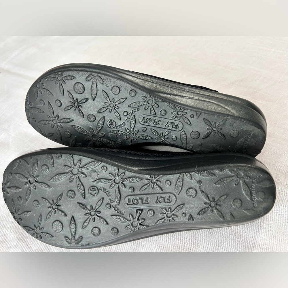 FLY FLOT black mesh Italian Clogs - Picture 6 of 7